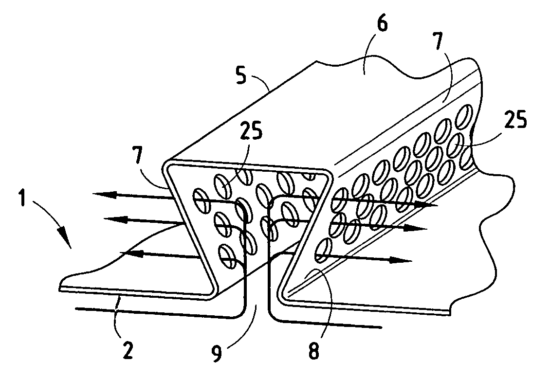 Vented soffit panel and method for buildings and like