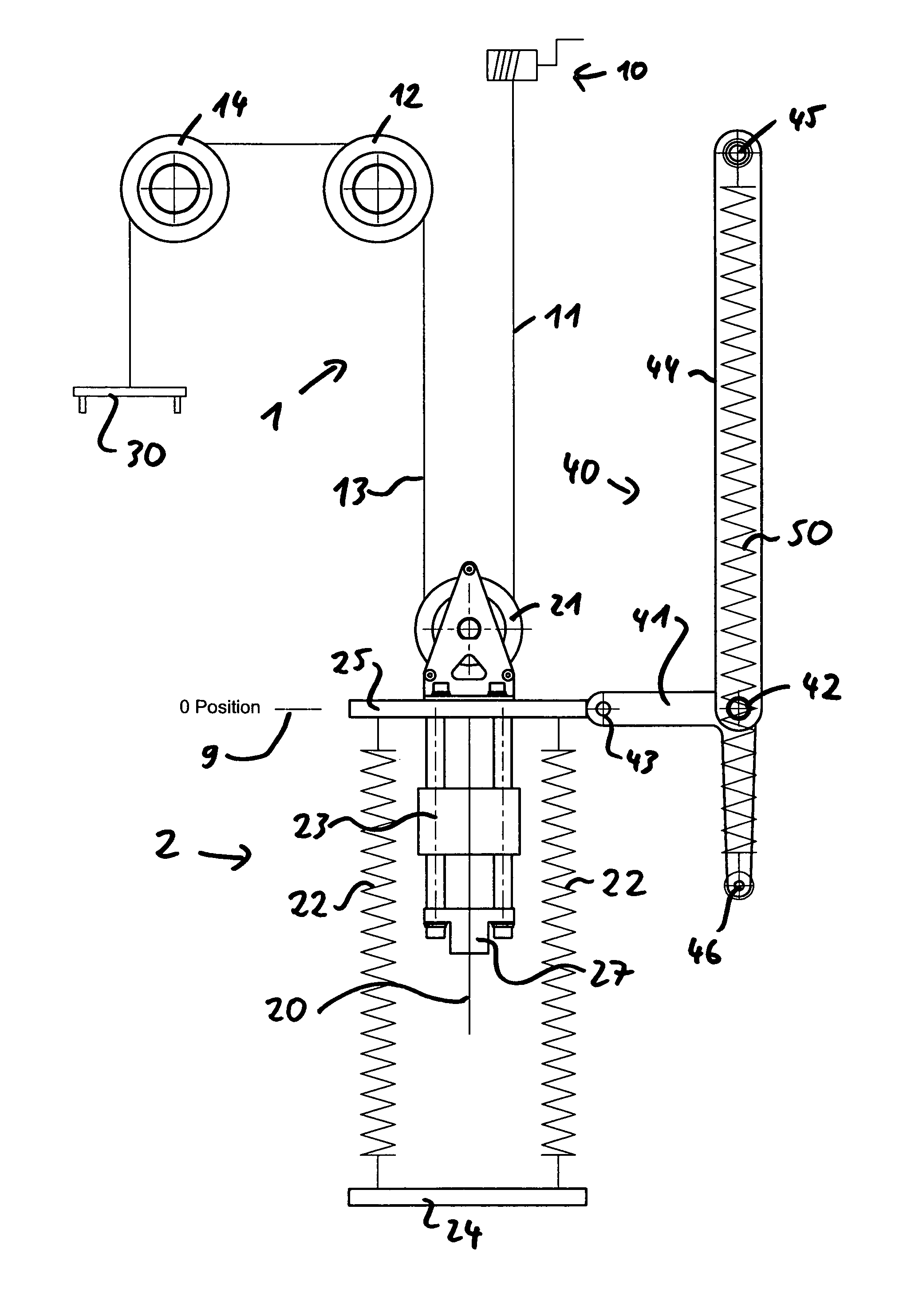 Device for adjusting the prestress of an elastic means around a predetermined tension or position