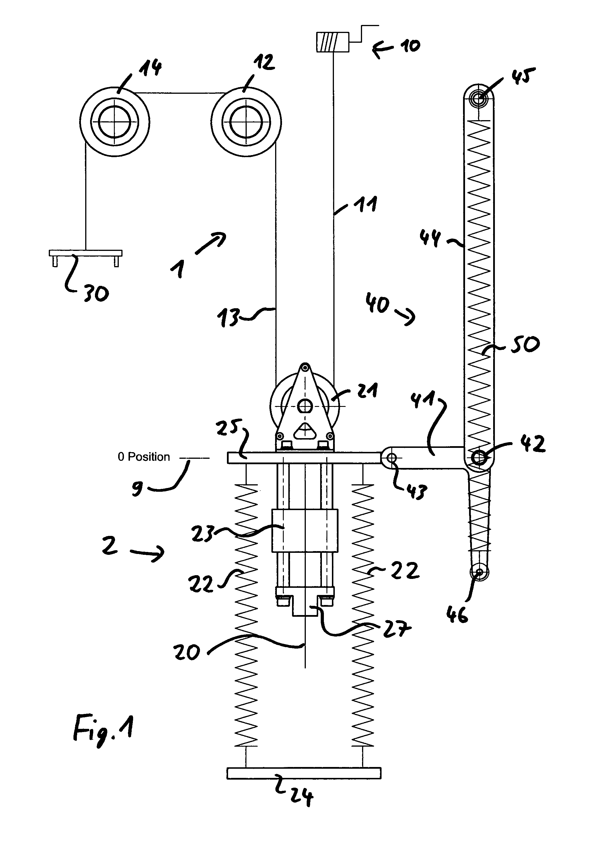 Device for adjusting the prestress of an elastic means around a predetermined tension or position