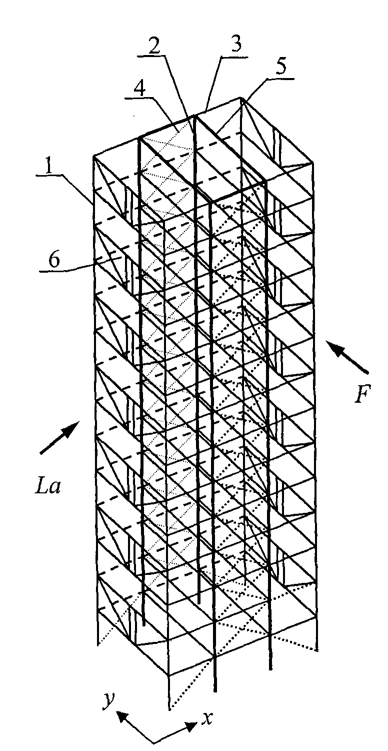 Bearing structure of three-dimensional garage with energy-consumption truss lateral-resistance form vertical-lifting type high-rise steel structure