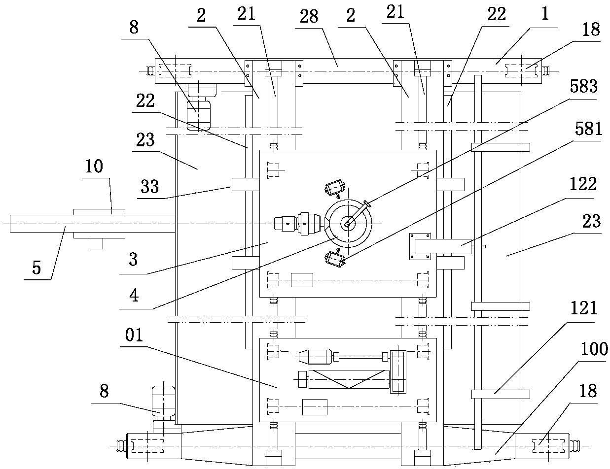 Half-portal crane with lifting trolley and cantilever beam hanging balance weight