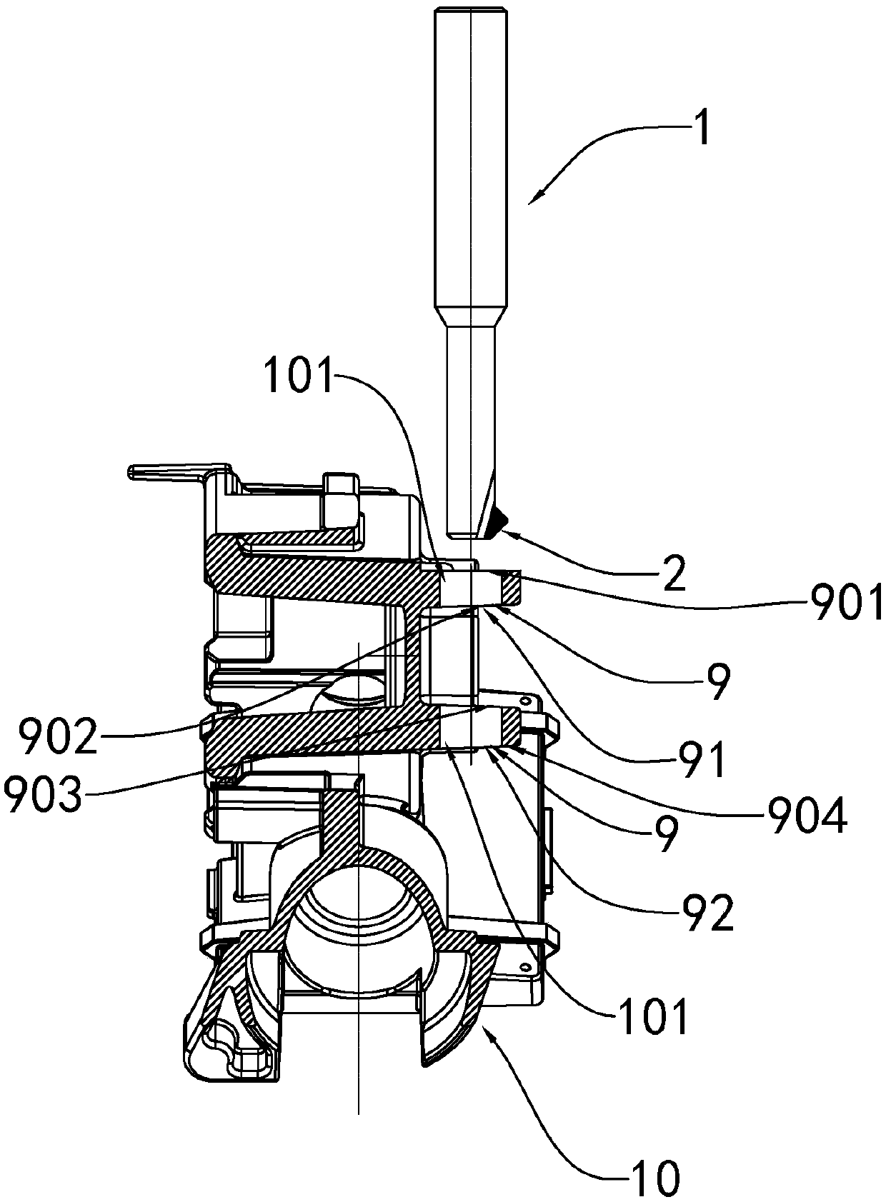 Aluminum die casting machining device and method and aluminum die casting