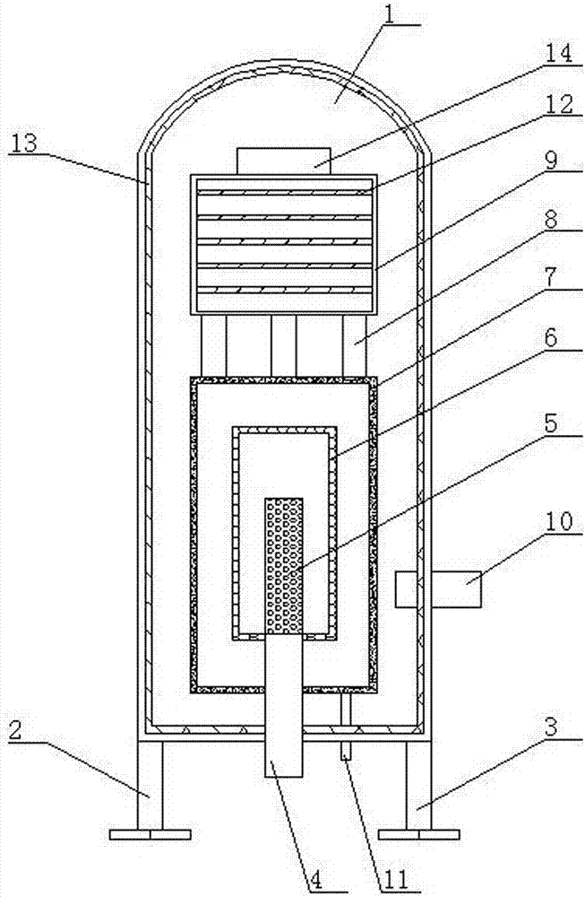 Vertical boiler exhaust noise elimination device