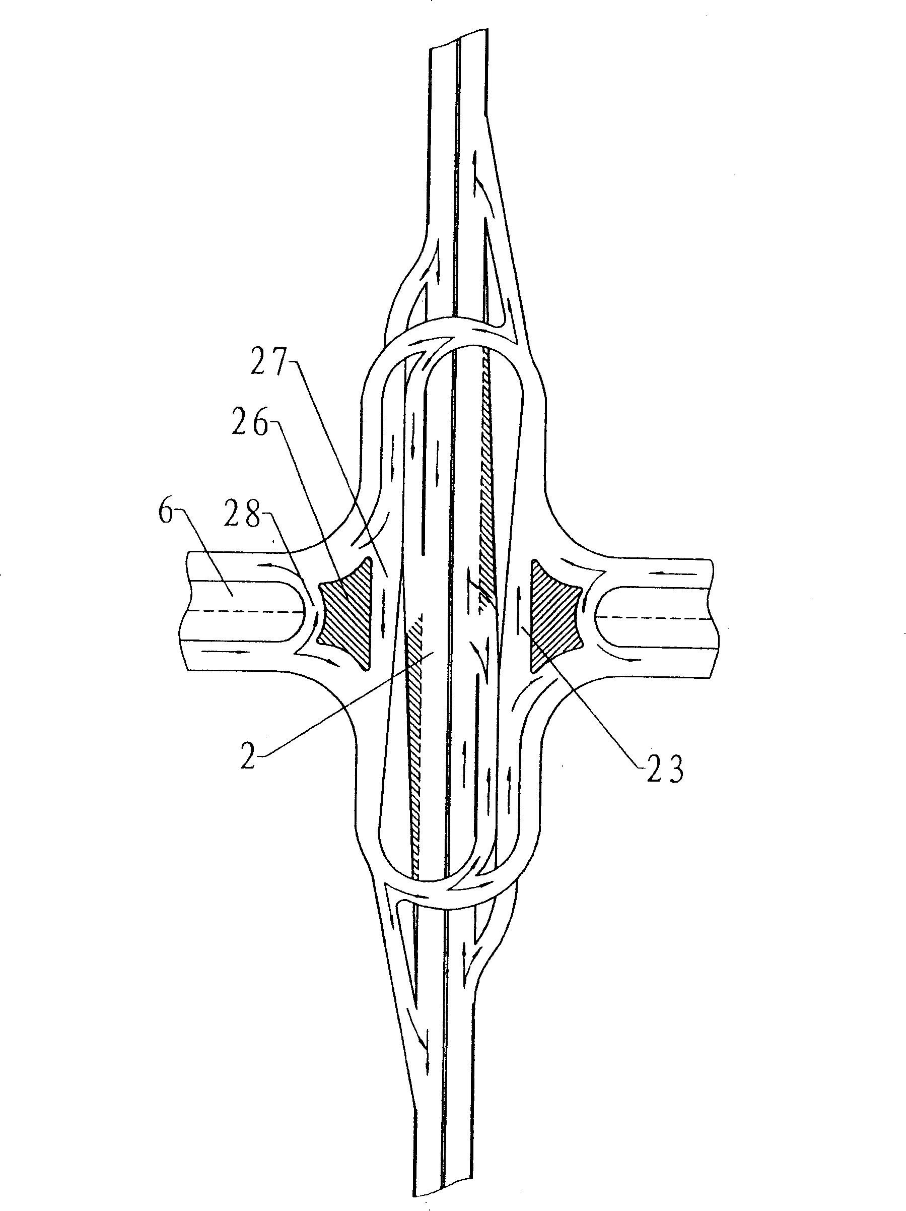 Phi shaped full intercommunication viaduct