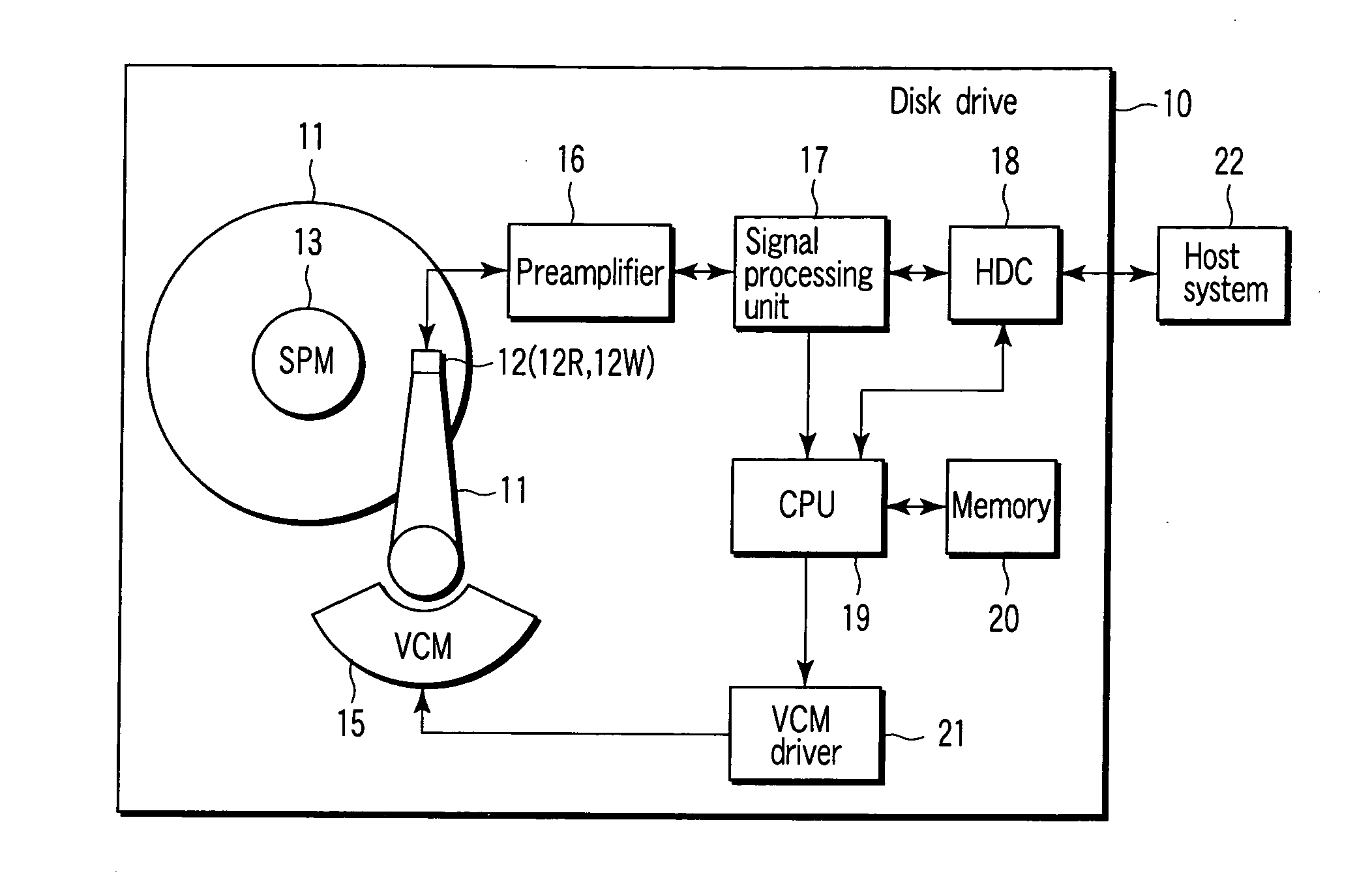 Disk drive having a magnetic head for perpendicular magnetic recording