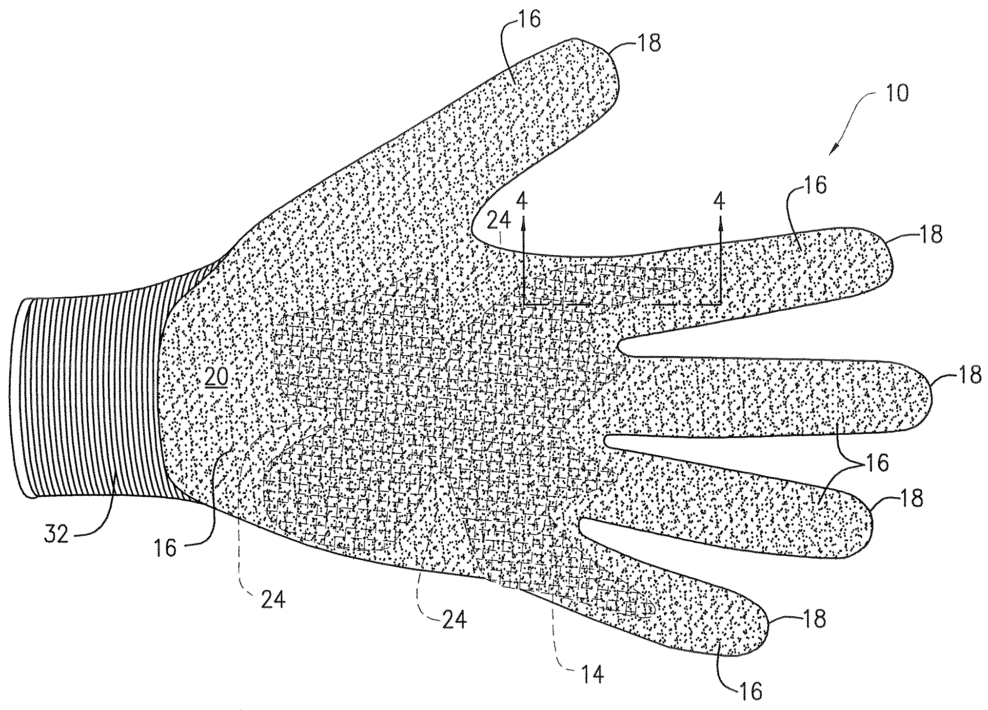 Gloves with reinforcing elements and methods for making same