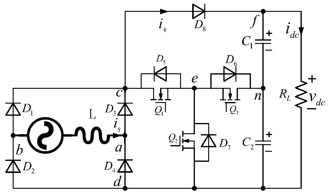 Single-phase five-level rectifier based on T-shaped structure