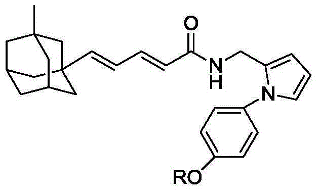 Compound containing alcoxyl phenyl group and diene adamantane structure and preparation method and application thereof