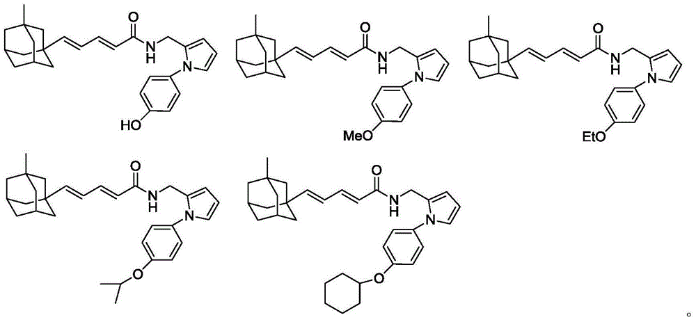 Compound containing alcoxyl phenyl group and diene adamantane structure and preparation method and application thereof