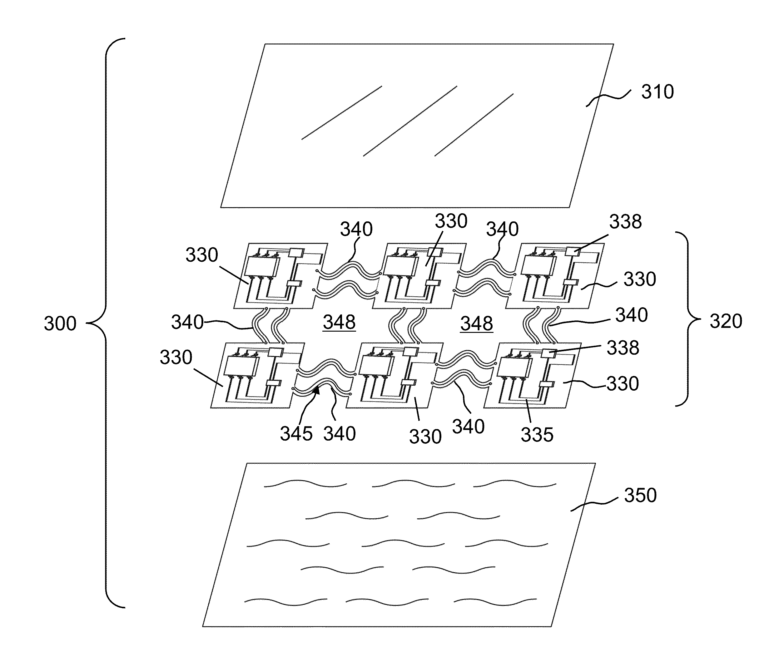 Stretchable electronic patch having a circuit layer undulating in the thickness direction