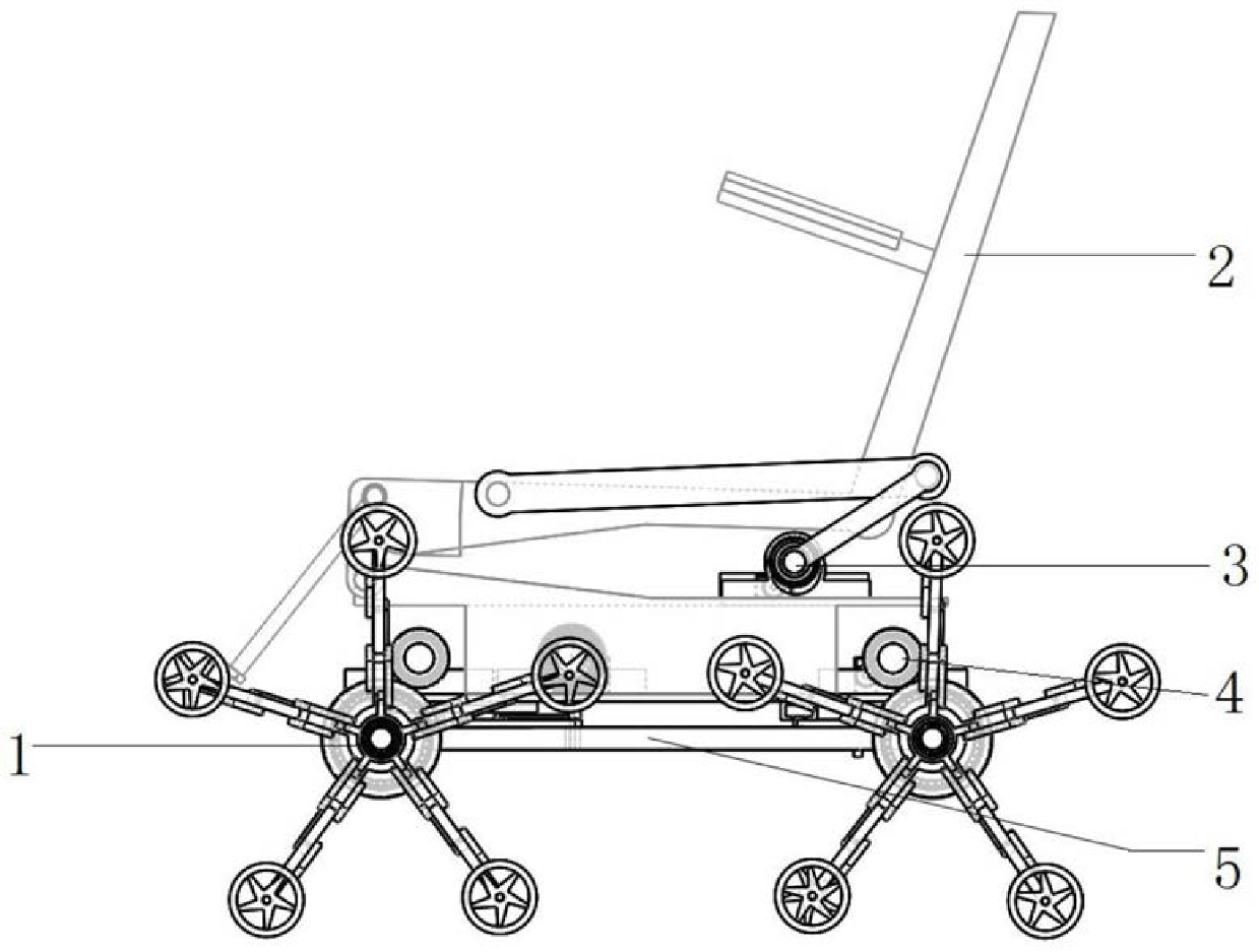Wheelchair structure capable of changing revolution radius of travelling wheels