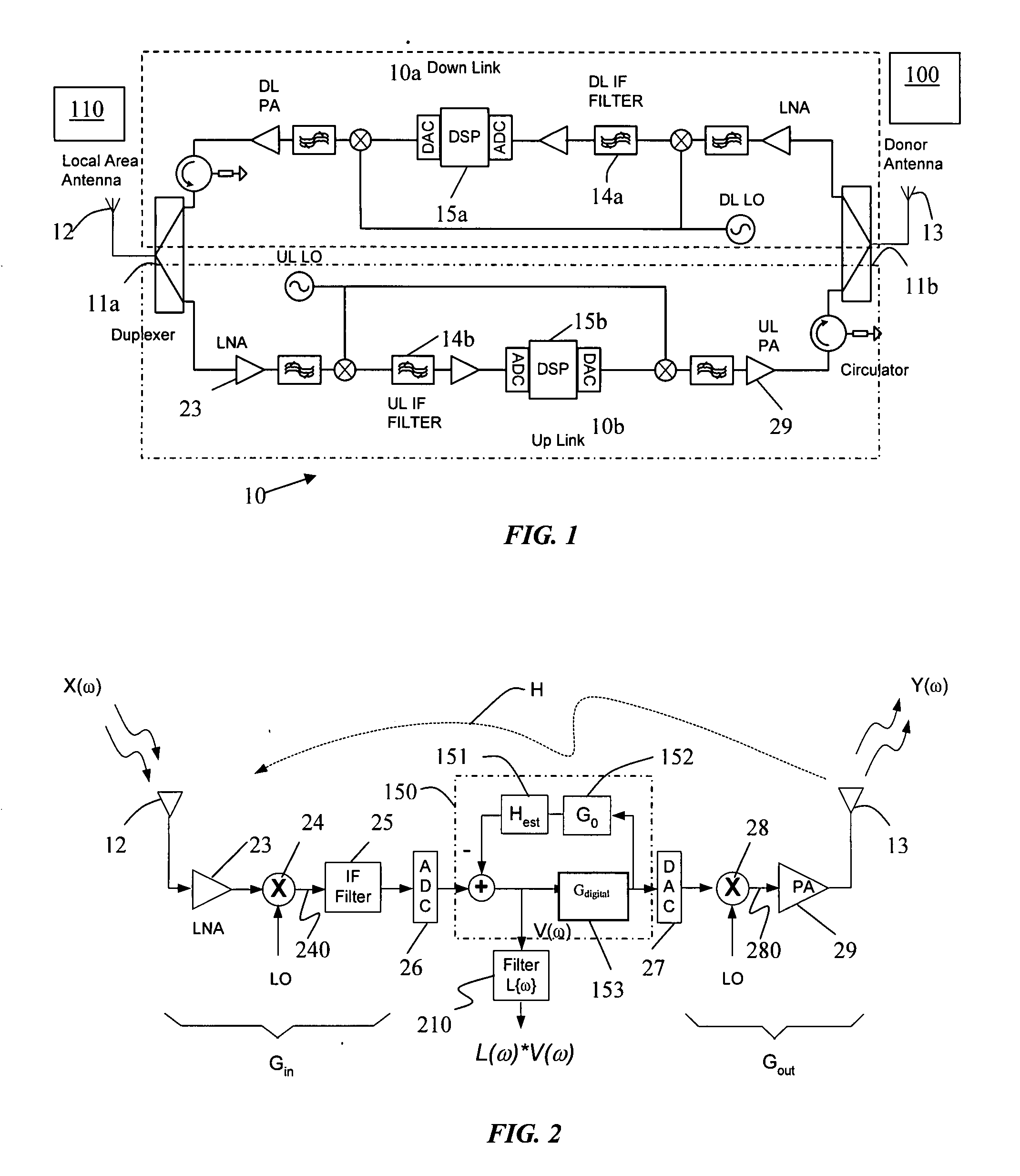 Adaptive echo cancellation for an on-frequency RF repeater using a weighted power spectrum
