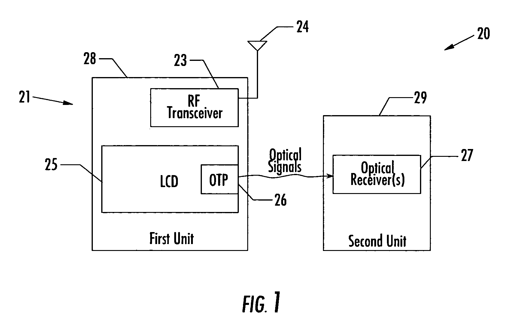 Communications system including units with LCD optical transmitters/receivers and related methods