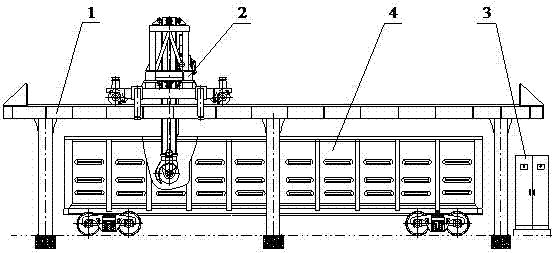 Overhead rail-mounted spiral high-efficiency flatting system