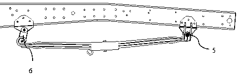 Offset connection fixing structure of center lines of plate springs and center lines of lower wing surfaces of longitudinal beams
