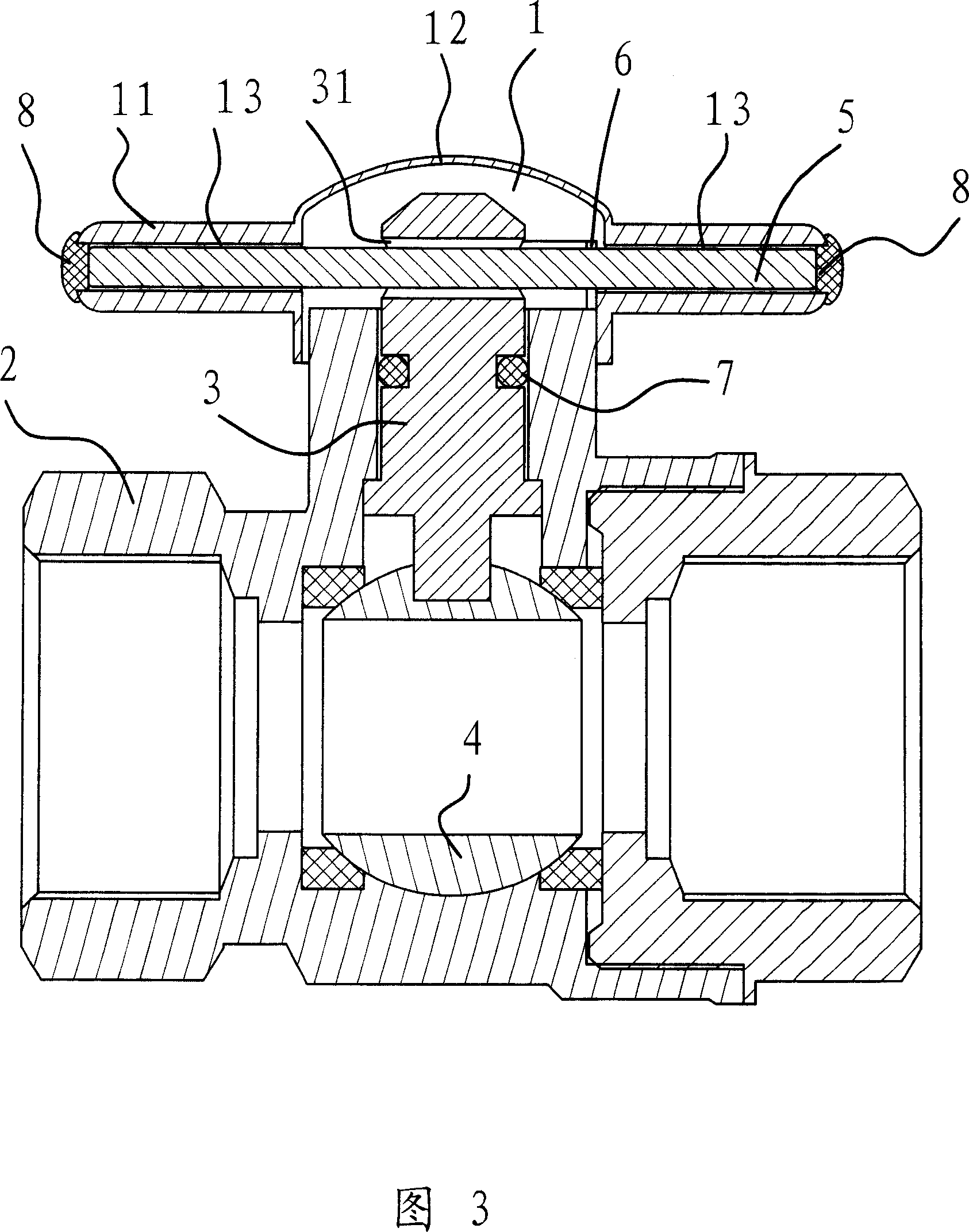 Connection structure for ball valve handle