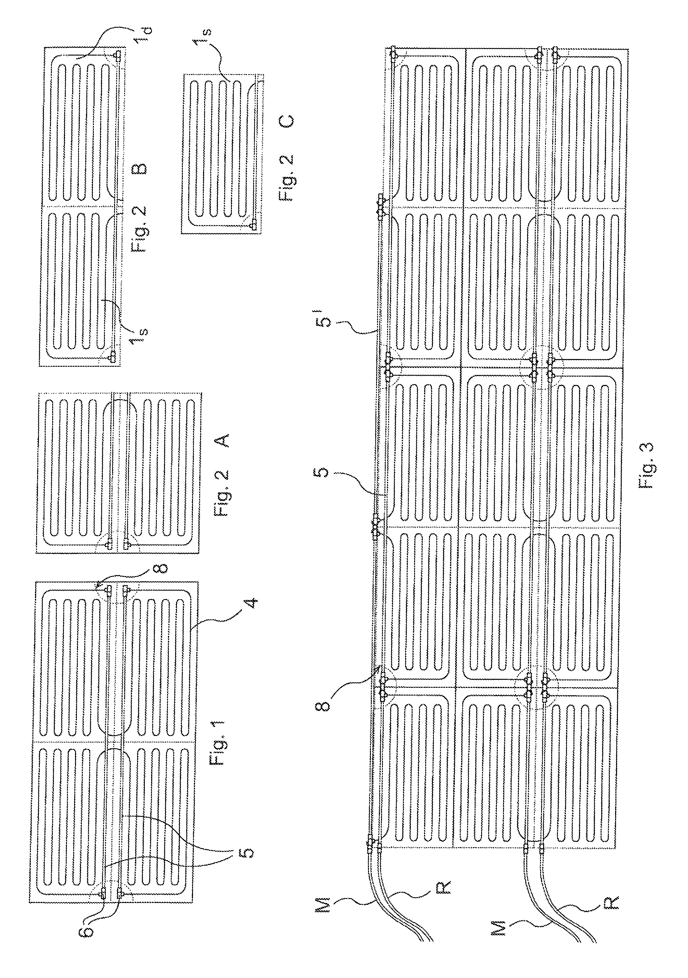 Modular, prefabricated radiant panel with integrated headers