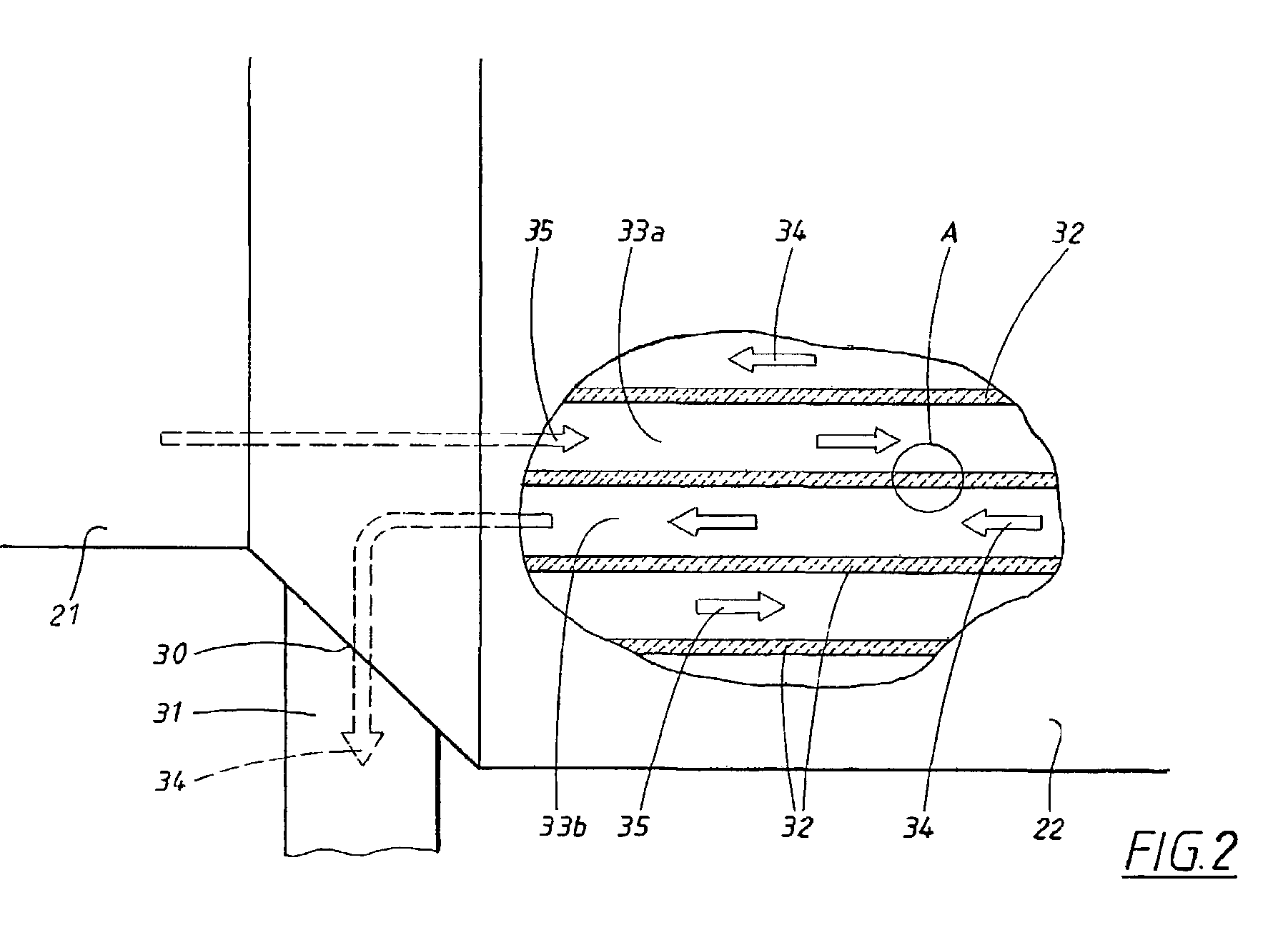 Device and method for reduction of a gas component in an exhaust gas flow of a combustion engine