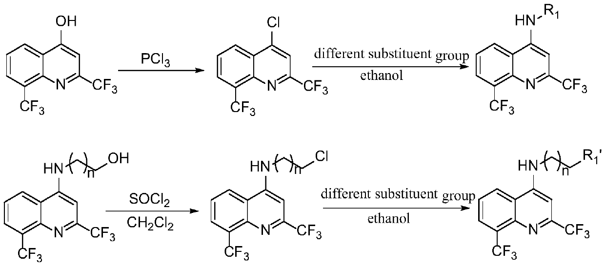 Application of 2,8-bis(trifluoromethyl)quinoline 4-modified derivatives in prevention and treatment of plant diseases