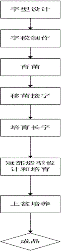 Chinese character art bonsai and production method thereof