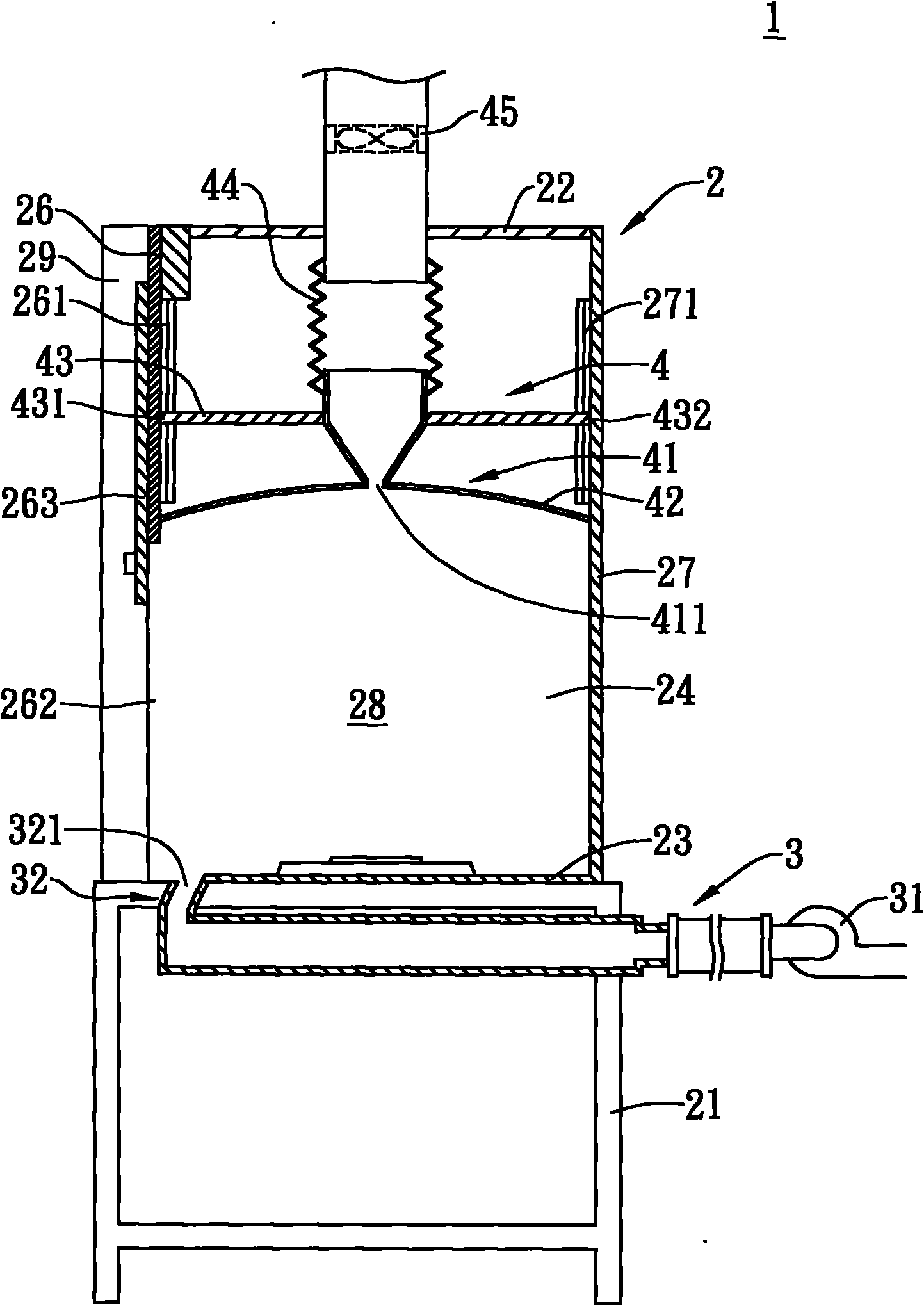 Reverse inclined air curtain type air exhaust cabinet