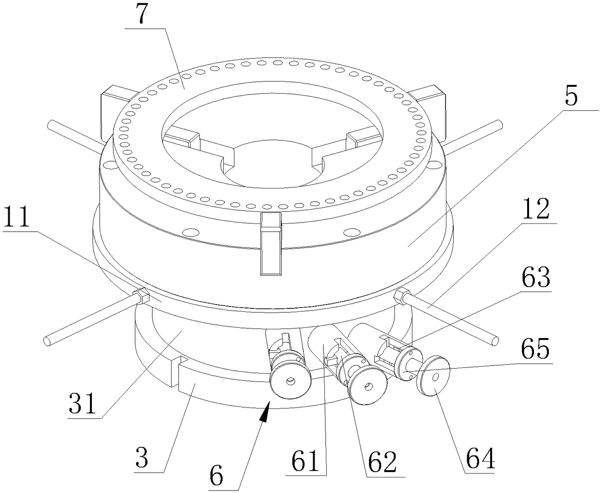 Motor outer end ring damping rod connecting hole drilling tool and application method