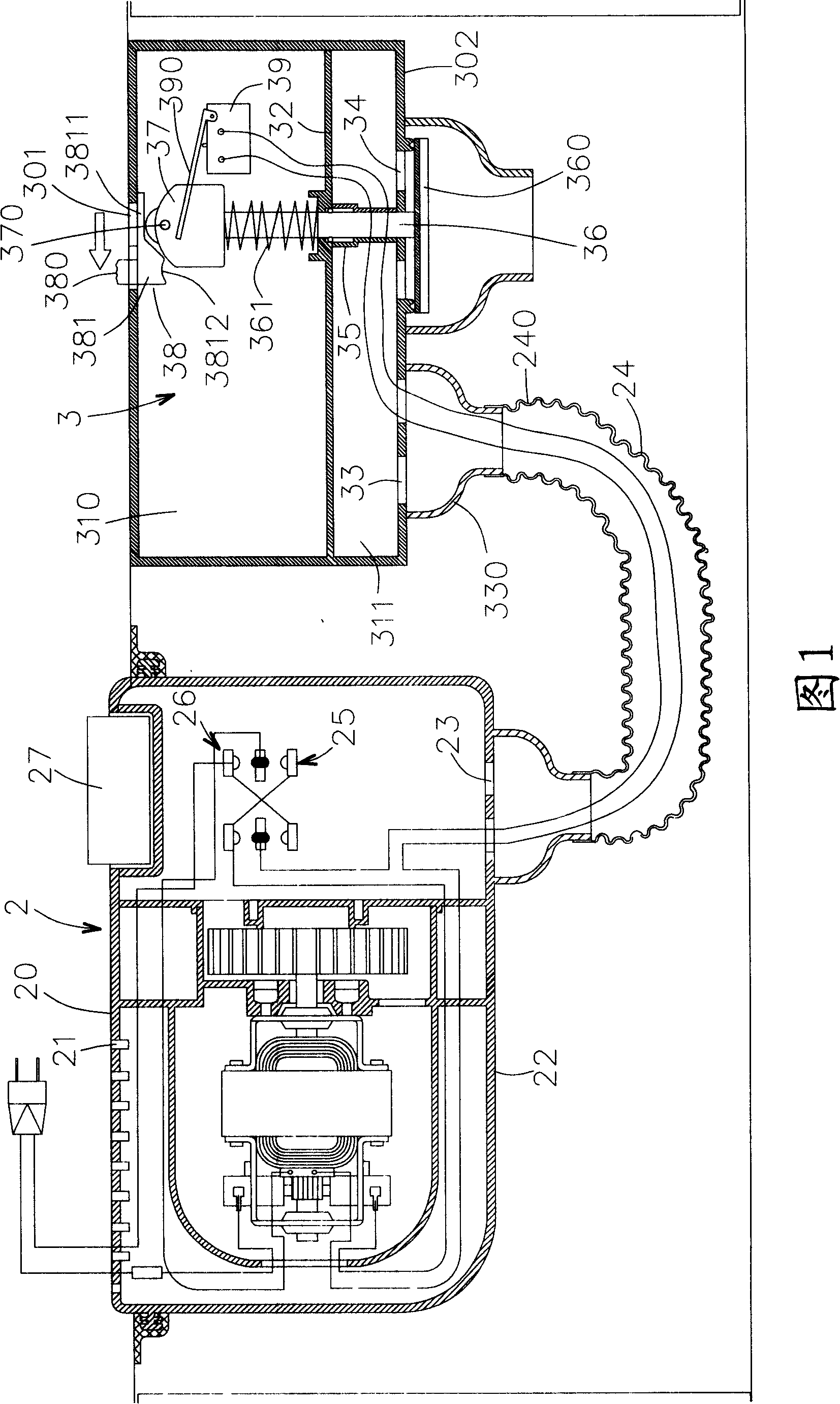 Electric air pump for filling and discharging gas of aerated bed as well as aerated bed thereof