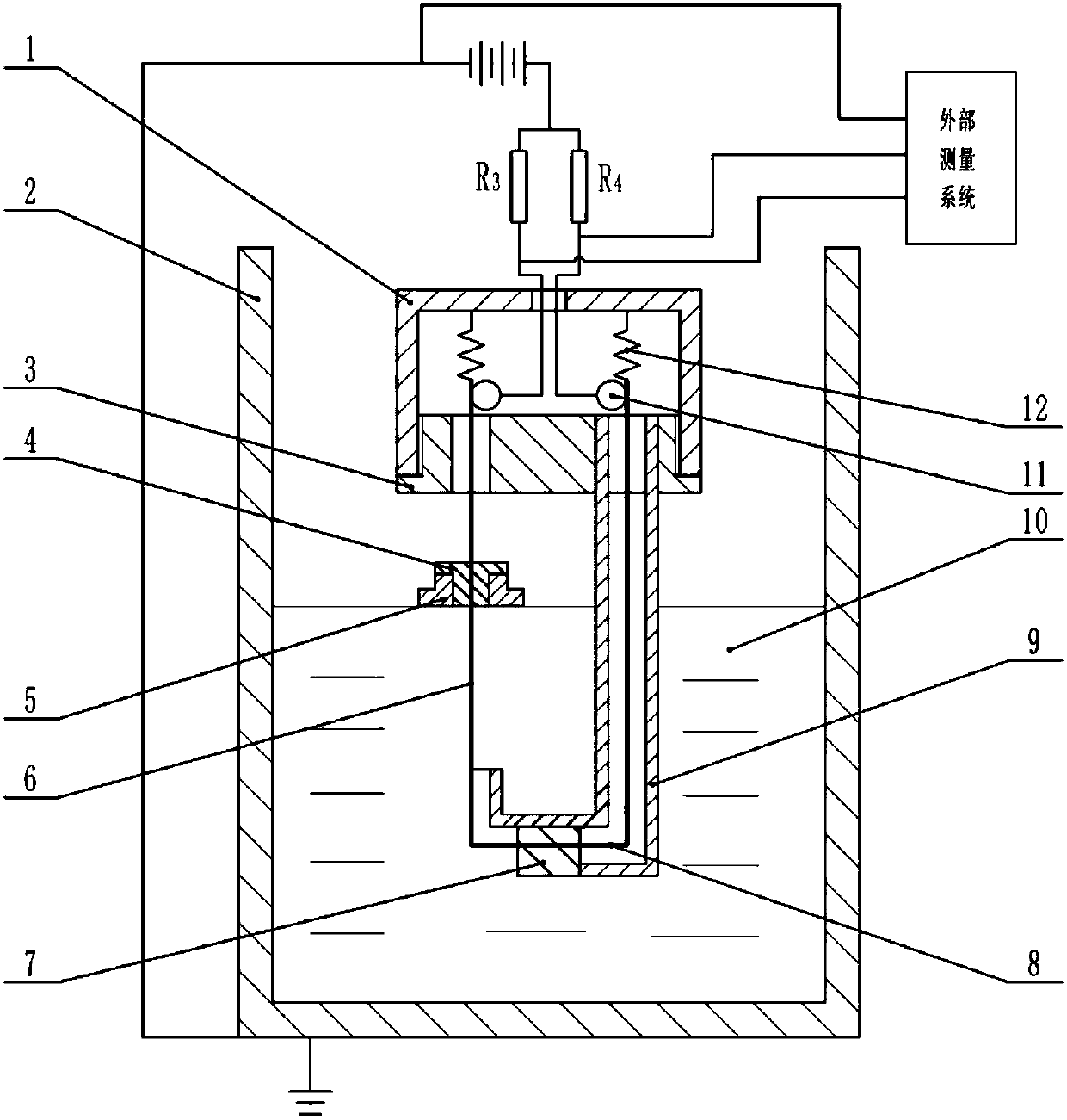 A double-wire separation resistive molten metal liquid level sensor