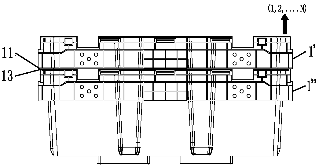 Electronic packing box stacking structure and method