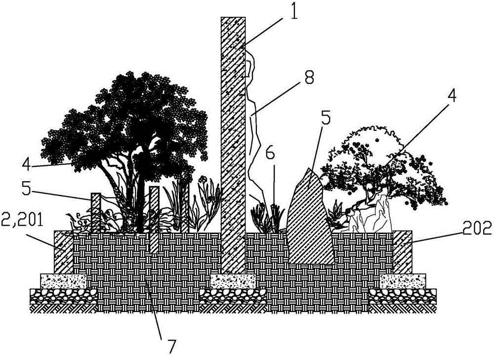 Building method of composite landscape wall