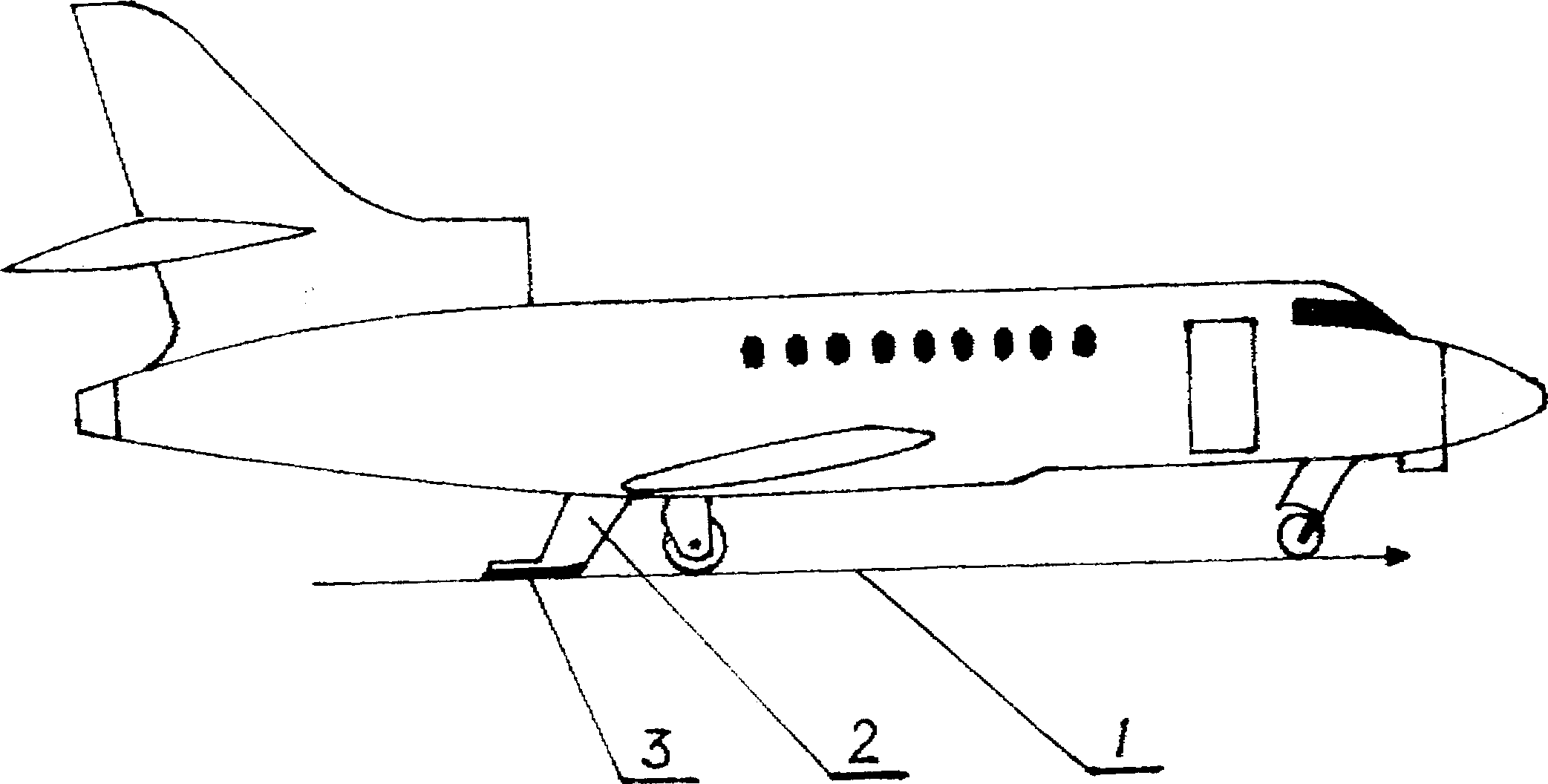 Airplane middle placement deceleration method and device thereof