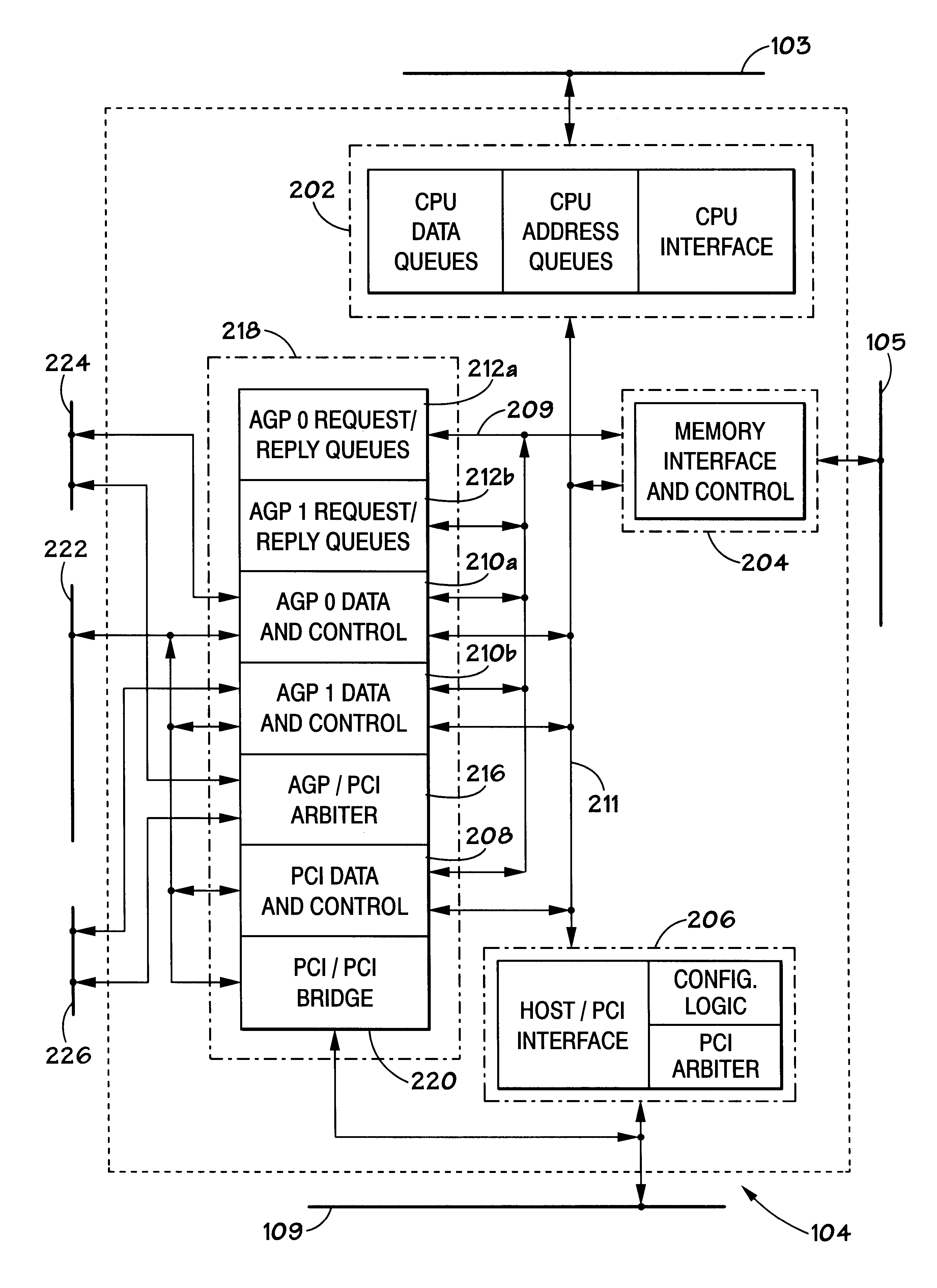Computer bridge interfaces for accelerated graphics port and peripheral component interconnect devices