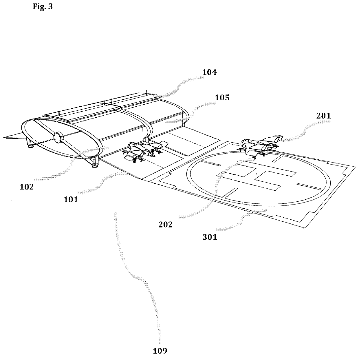 Docking and recharging station for unmanned aerial vehicles capable of ground movement