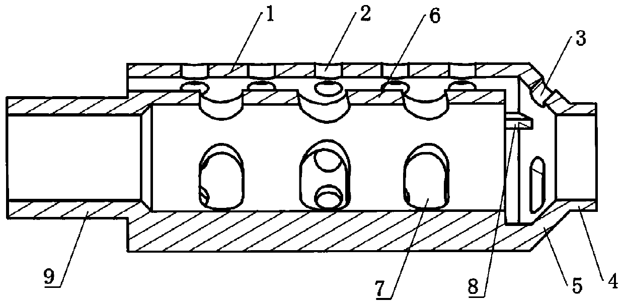 Double-layer cylinder flow arranging type small-bore gun muzzle brake and manufacturing method thereof