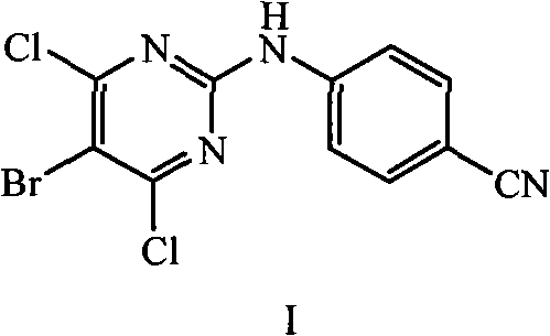 Preparation method of 4-[(5-bromo-4,6-dichloro-2-pyrimidinyl)amino] cyanobenzene