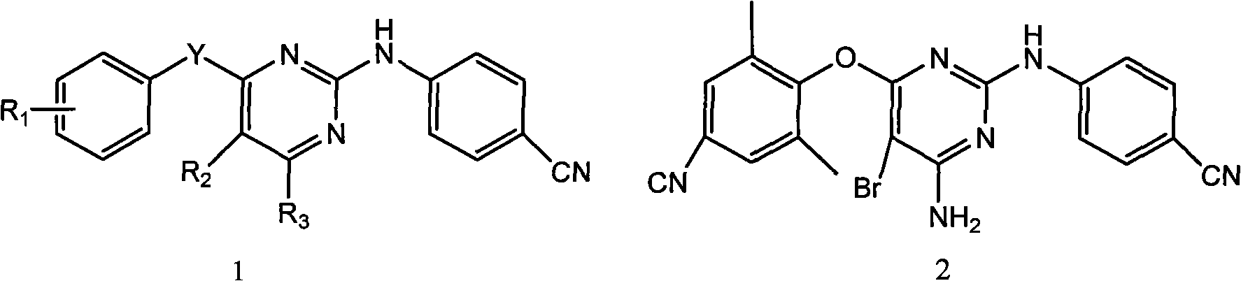 Preparation method of 4-[(5-bromo-4,6-dichloro-2-pyrimidinyl)amino] cyanobenzene