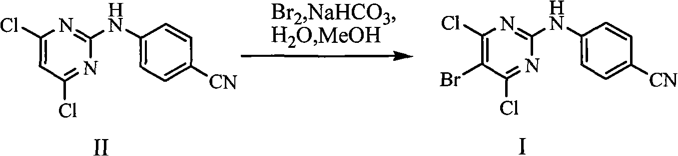 Preparation method of 4-[(5-bromo-4,6-dichloro-2-pyrimidinyl)amino] cyanobenzene