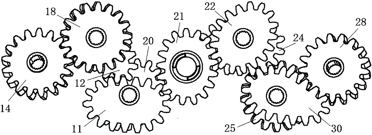 Non-circular gear-helical gear pot seedling z-shaped wide and narrow row transplanting mechanism