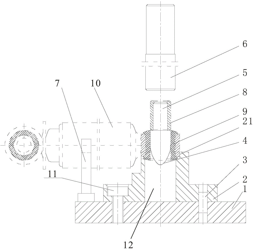 Press-in device for bushing tube of shock absorber of automobile