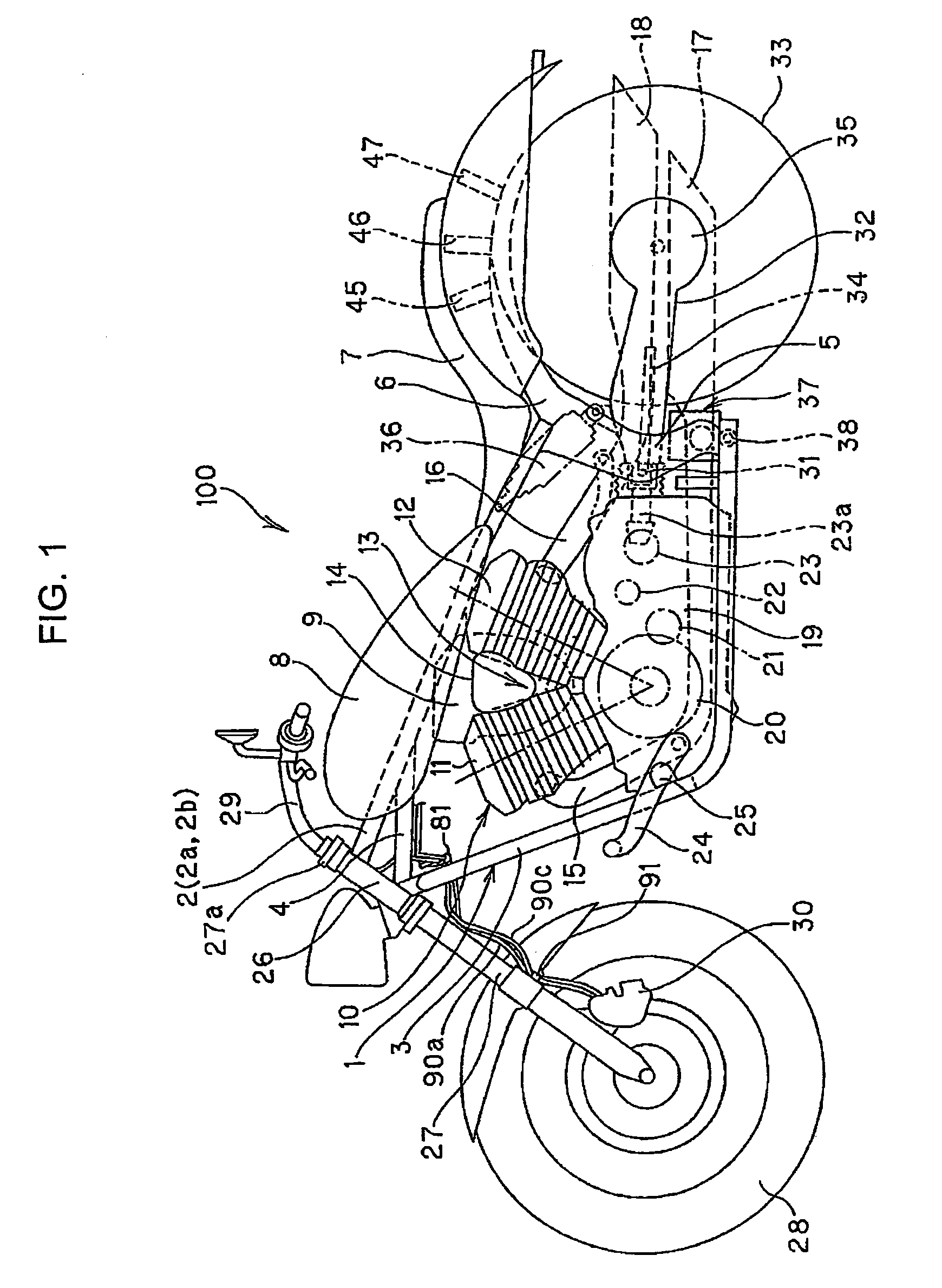 Motorcycle including antilock brake system and brake fluid conduit routing structure