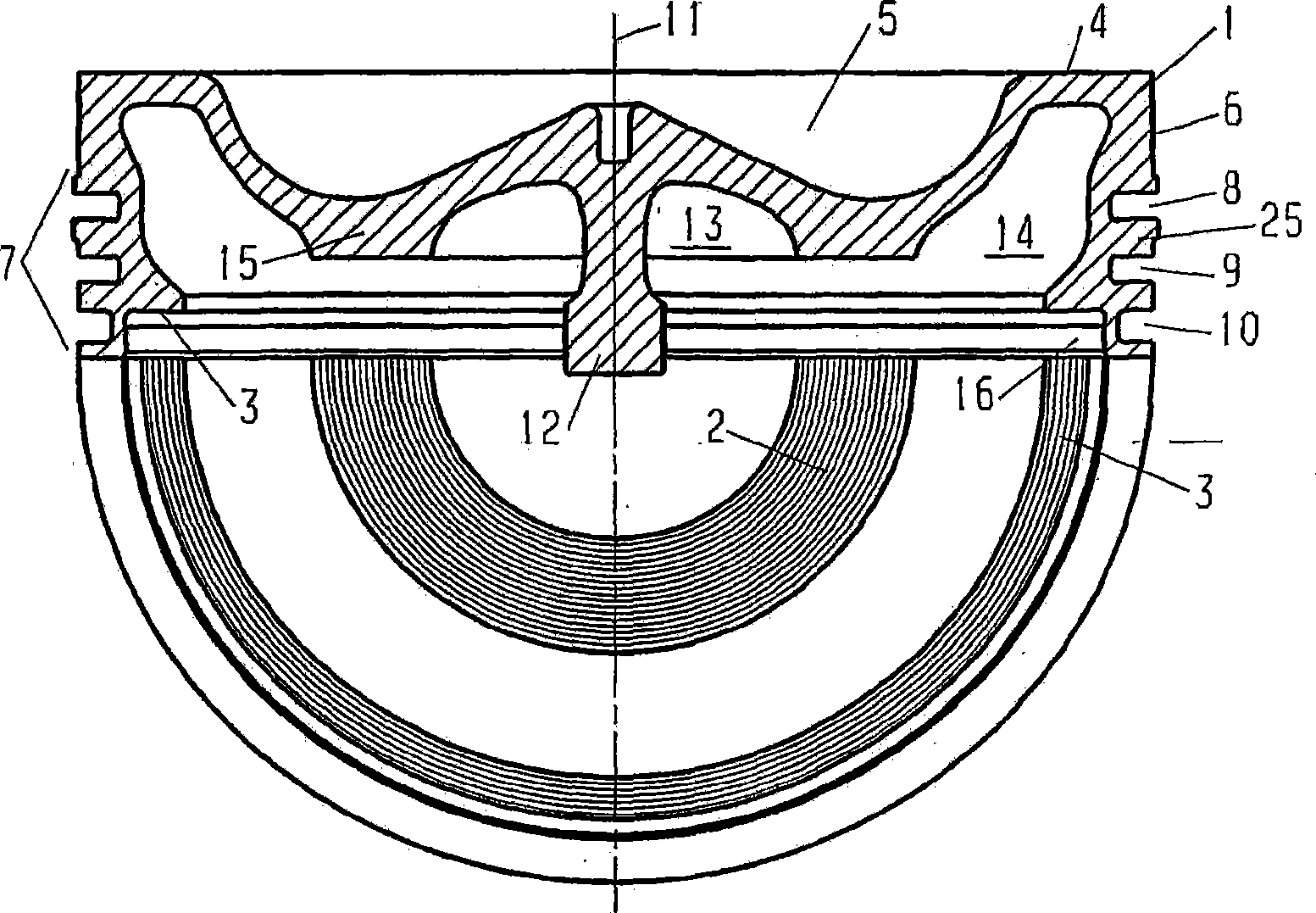 Upper part of an assembled piston