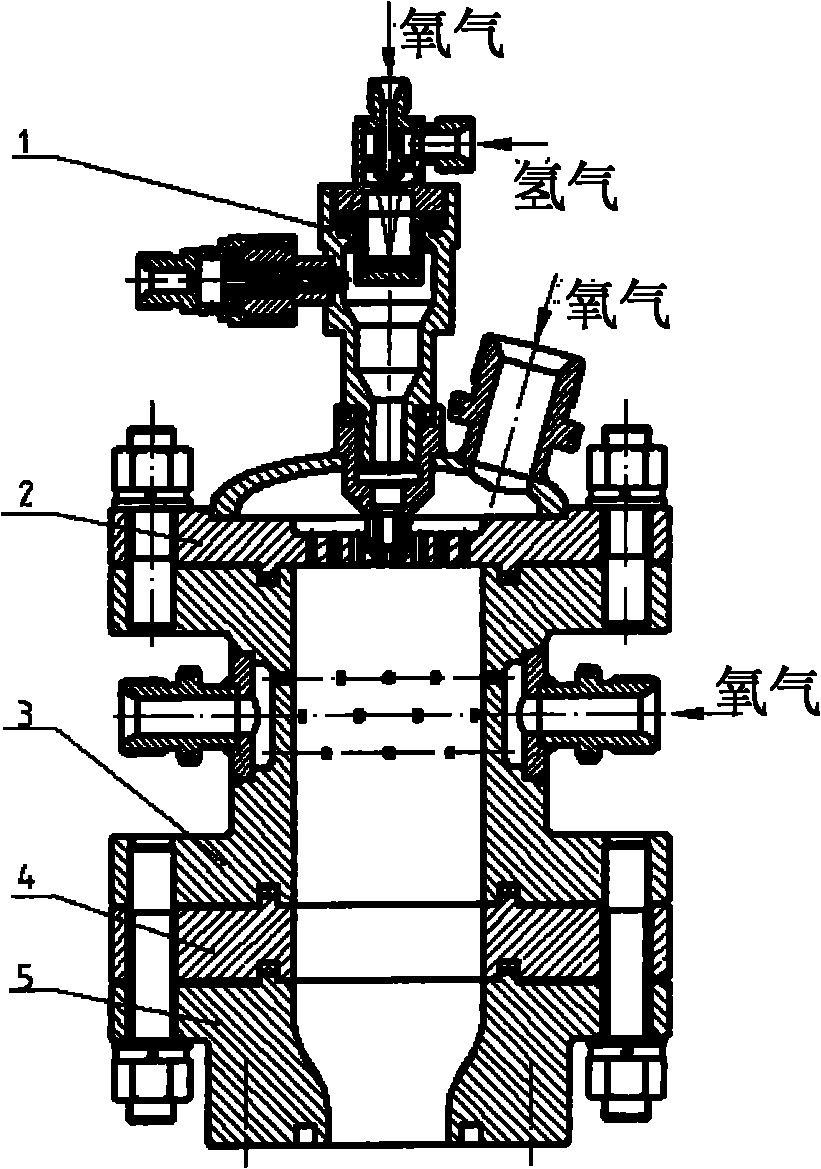 Hydrogen-oxygen oxygen-rich preburner of full flow staged combustion cycle engine