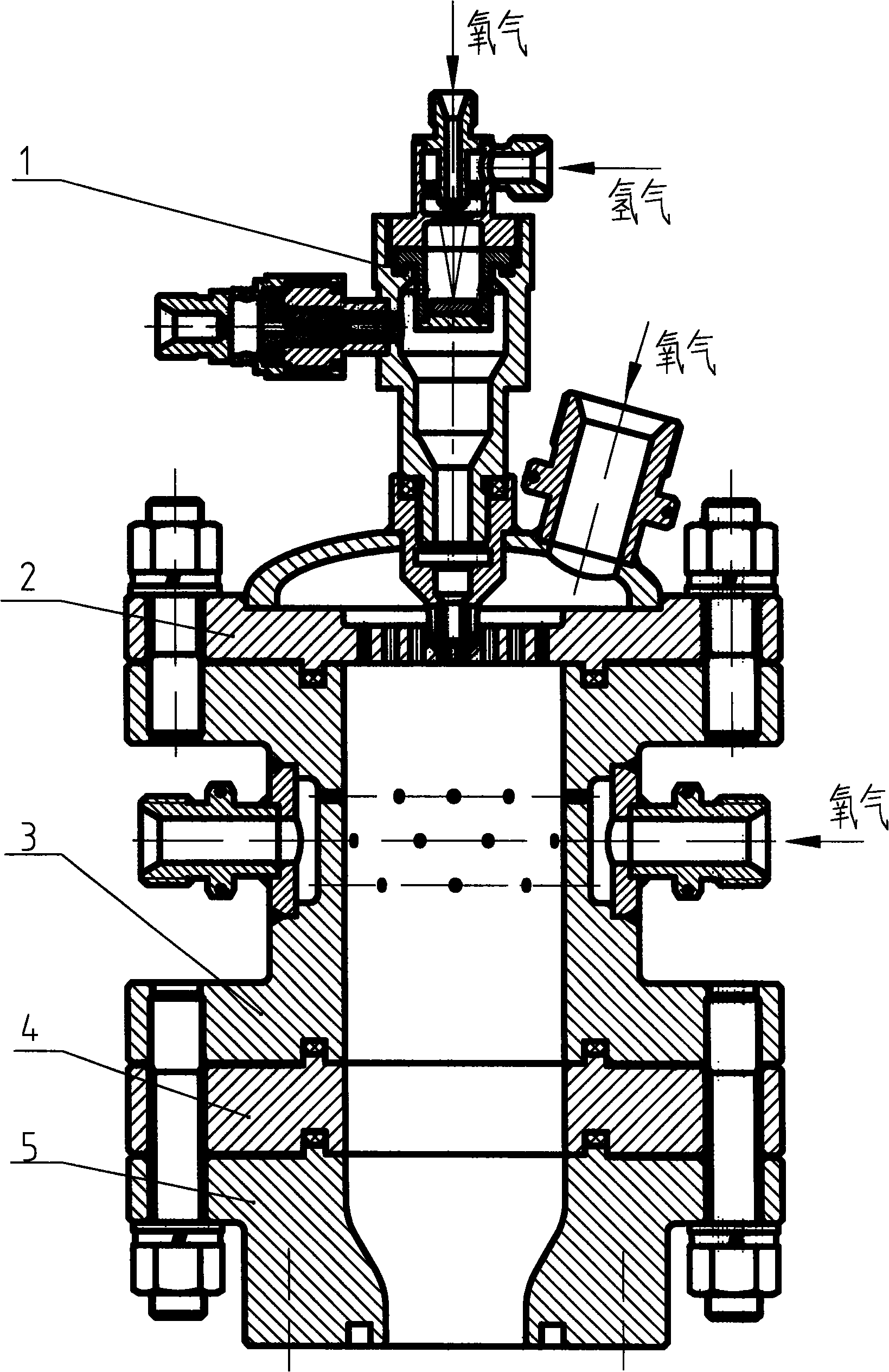 Hydrogen-oxygen oxygen-rich preburner of full flow staged combustion cycle engine