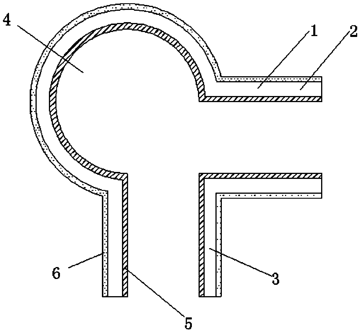 Bent pipe capable of preventing high-speed fluid impacting