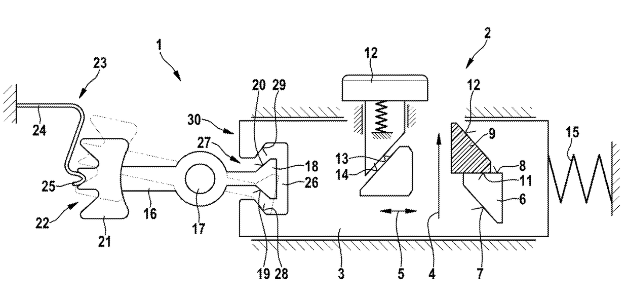 Receptacle comprising a safety locking mechanism for a vehicle