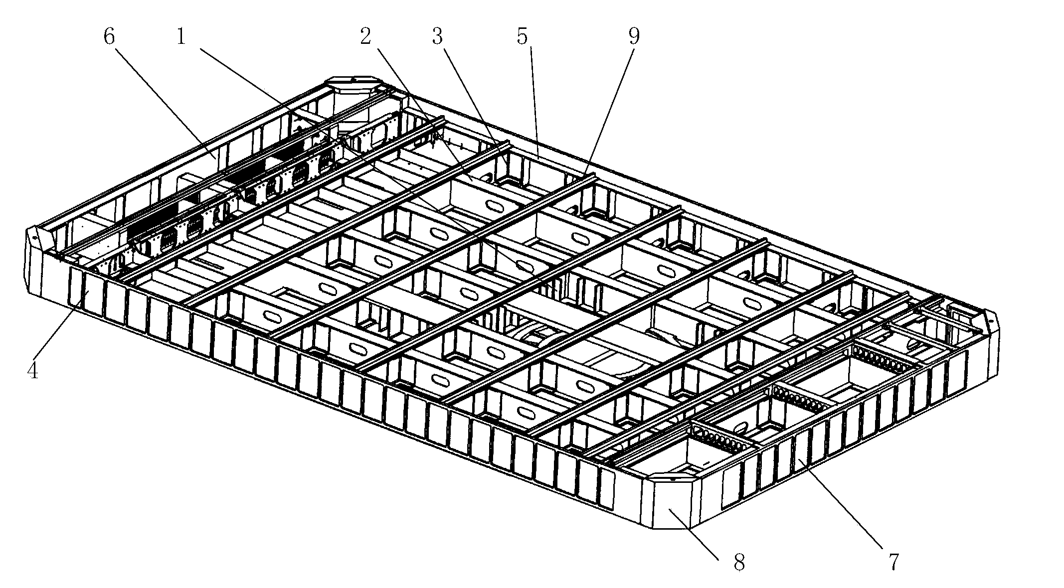Large phased array radar antenna frame structure and manufacturing method thereof