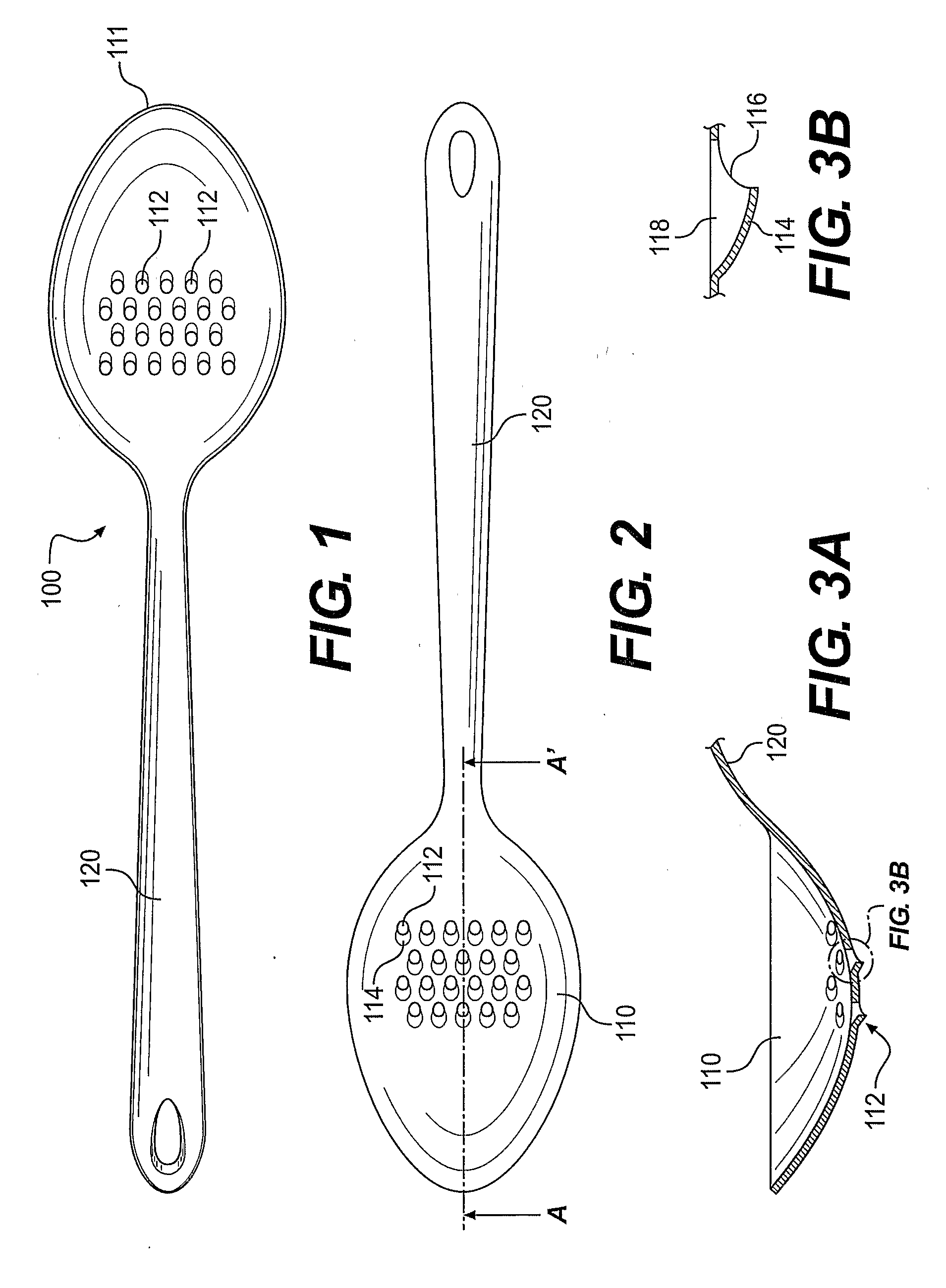 Spoon-shaped grating implement