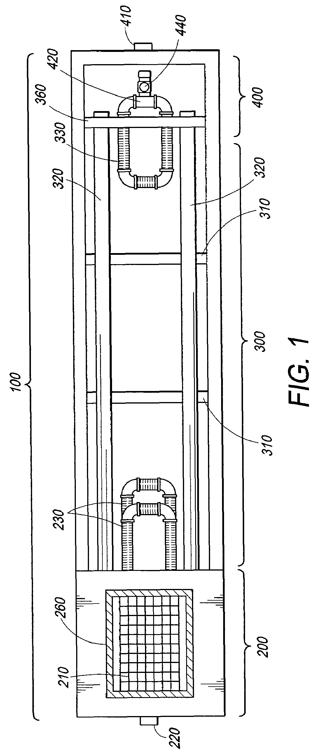 In line wetland water treatment system and method