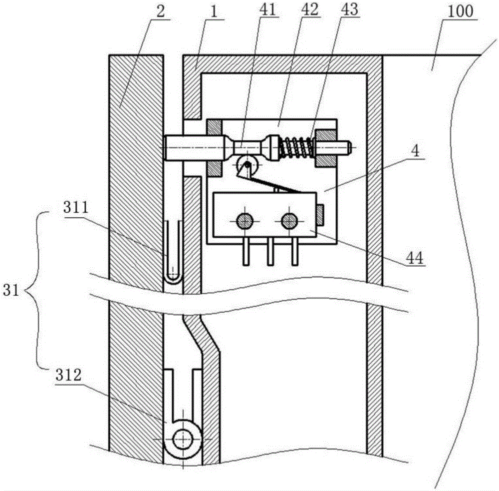 Simple and compact household electric appliance door opening device and working method thereof
