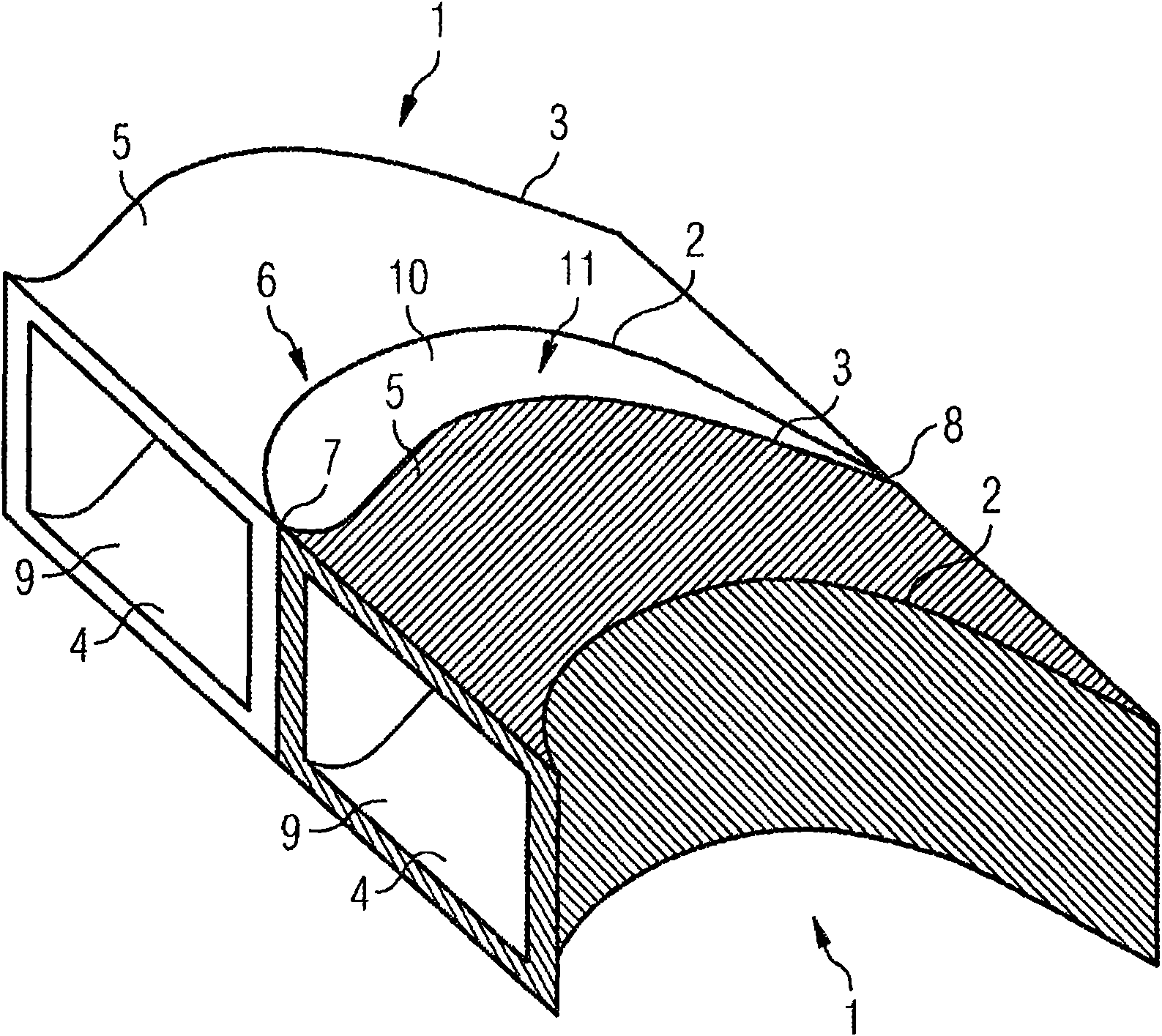 Guide vane duct element for a guide vane assembly of a gas turbine ...